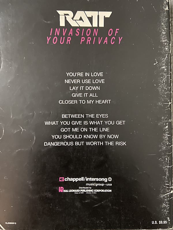 Ratt - Invasion of our Privacy - Guitar Tab / Tablature Book