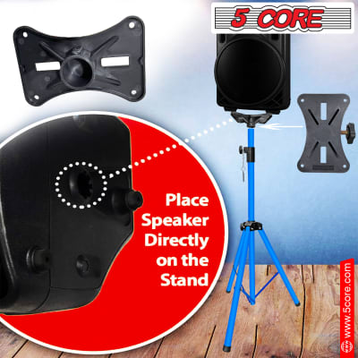 5 Core Speaker Stand Tripod 2 Pcs Sky Blue Lightweight PA DJ Speakers Pole Mount Stands Professional with Mounting Bracket Height Adjustable 40 to 72 Inch  SS ECO 2PK SKY BLU WoB image 5