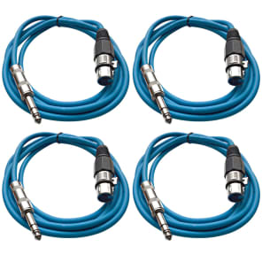 Seismic Audio SATRXL-F6-4BLUE 1/4" TRS Male to XLR Female Patch Cables - 6' (4-Pack)