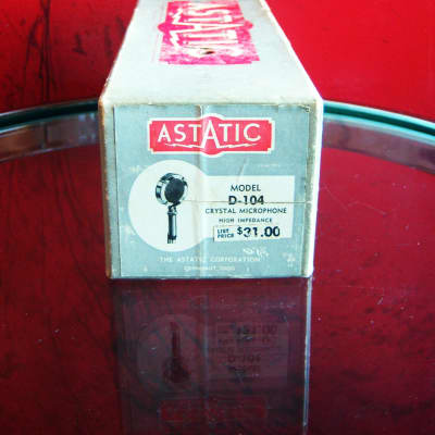 Vintage 1960's Astatic D-104 crystal "Lollipop" microphone Chrome w F-11 adapter & box Hi Z harp HAM radio JT30 T3 DR10 image 3