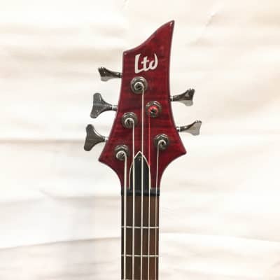 Used LTD F-255 FM Bass Guitar Red image 3