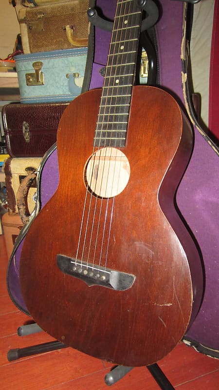 Circa 1930 Stromberg-Voisinet Parlor Guitar Mahogany w/ Original Case image 1