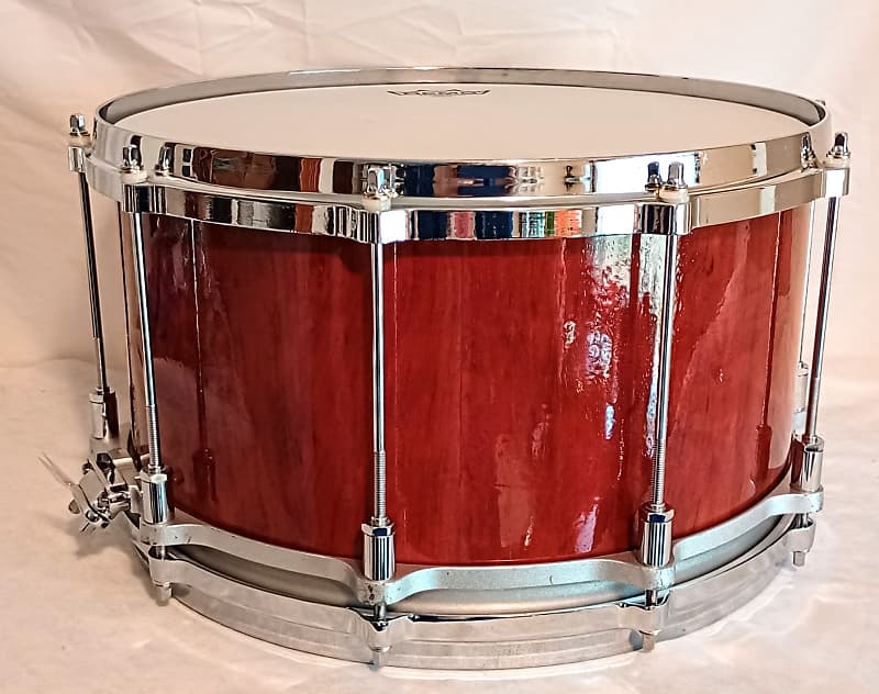 BUBINGA STAVE FREE FLOATING SNARE DRUM  14 X 6.5" CLEAR LACQUER - FREE SHIP TO CUSA! image 1