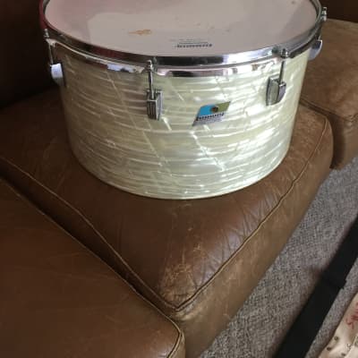 Ludwig  Marching Percussion Timp-Tom Trio #570 with #525 Carrier Early 1970’s - White Marine Pearl WMP image 13