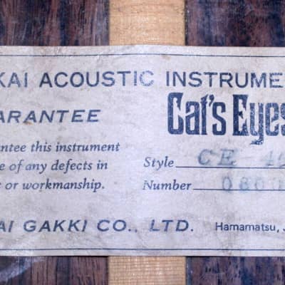 Tokai Cat’s Eyes CE400 D28 replica 1978 Natural+Hard Case FREE image 16