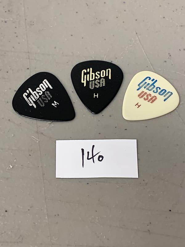 (3) Three Gibson USA Guitar Picks Vintage 1980's Case Candy (140) image 1
