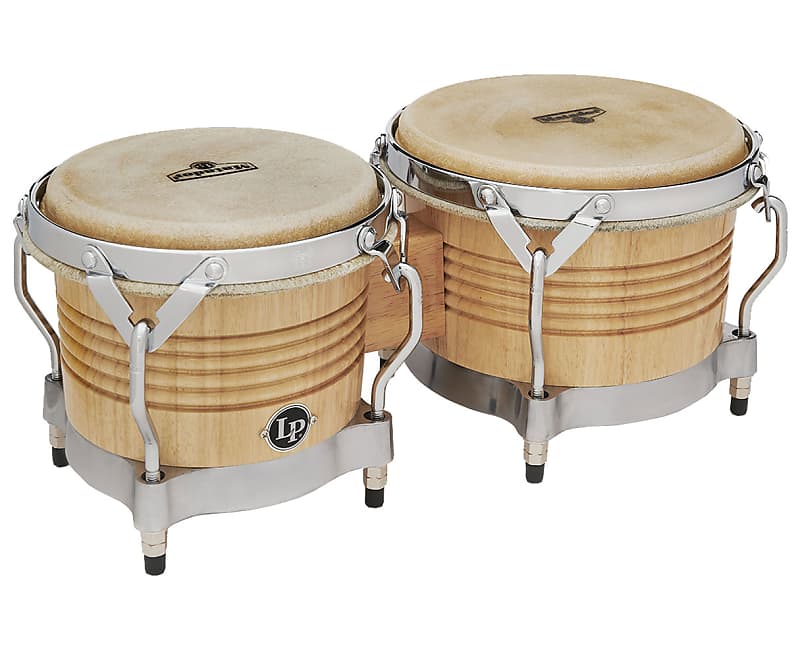 Latin Percussion Matador Series Wood Bongos - Natural/Chrome image 1