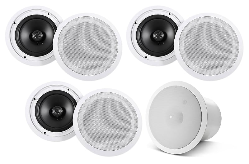 (6) Rockville HC85 8&quot; 700 Watt In-Ceiling Home Theater Speakers+JBL Subwoofers  			