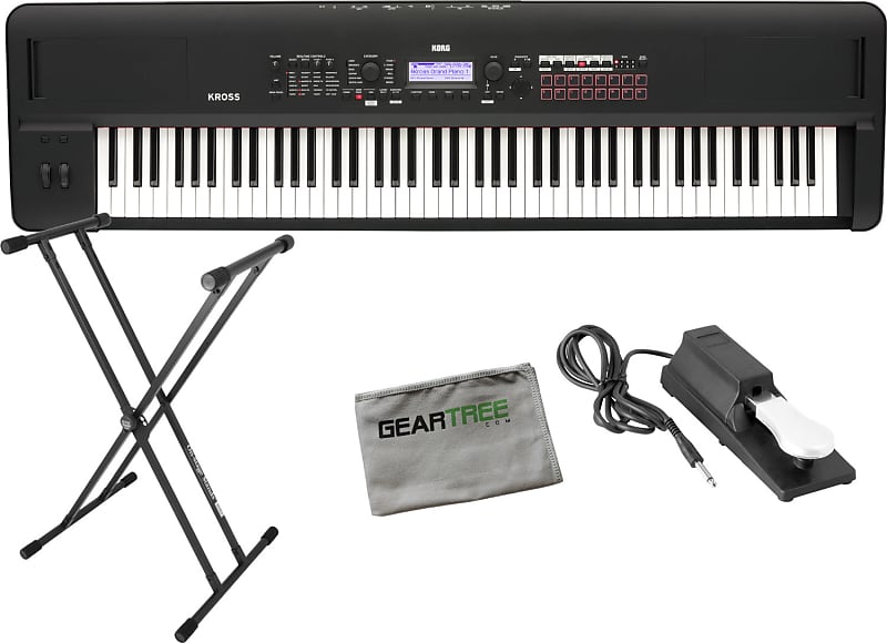 Korg KROSS288MB 88 Key Natural Weighted Hammer Action Synthesizer/Workstation Keyboard Matte Black w/ Pedal, Stand, Cloth image 1