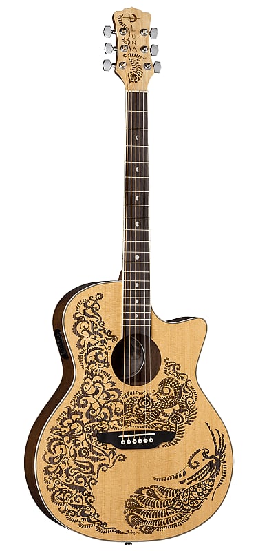Luna Guitars Henna Paradise Select Spruce Acoustic-Electric Guitar Satin Natural Support Indie Music image 1