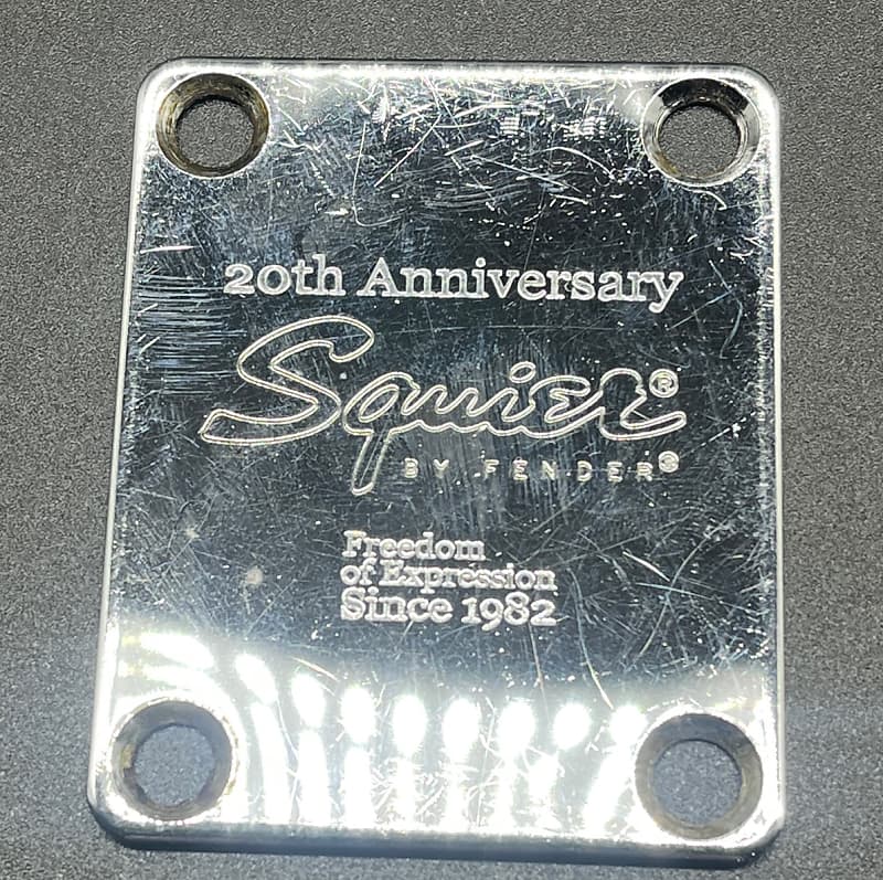 Used Squier by Fender 20th Anniversary Chrome Neck Plate part# MF-20 image 1