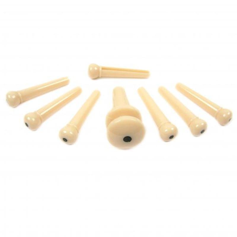 6 Acoustic Guitar Bridge Pins Molded Plastic String End Pegs - Abalone Dot  Ivory