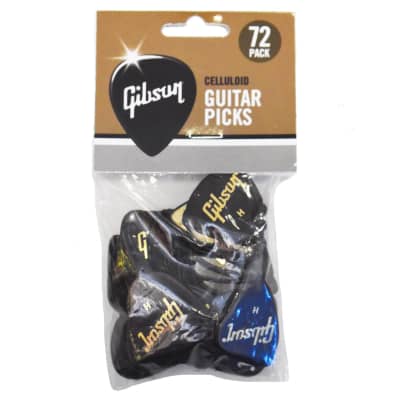 Gibson 72 Count Celluloid Black Heavy Size Guitar Pick Pack