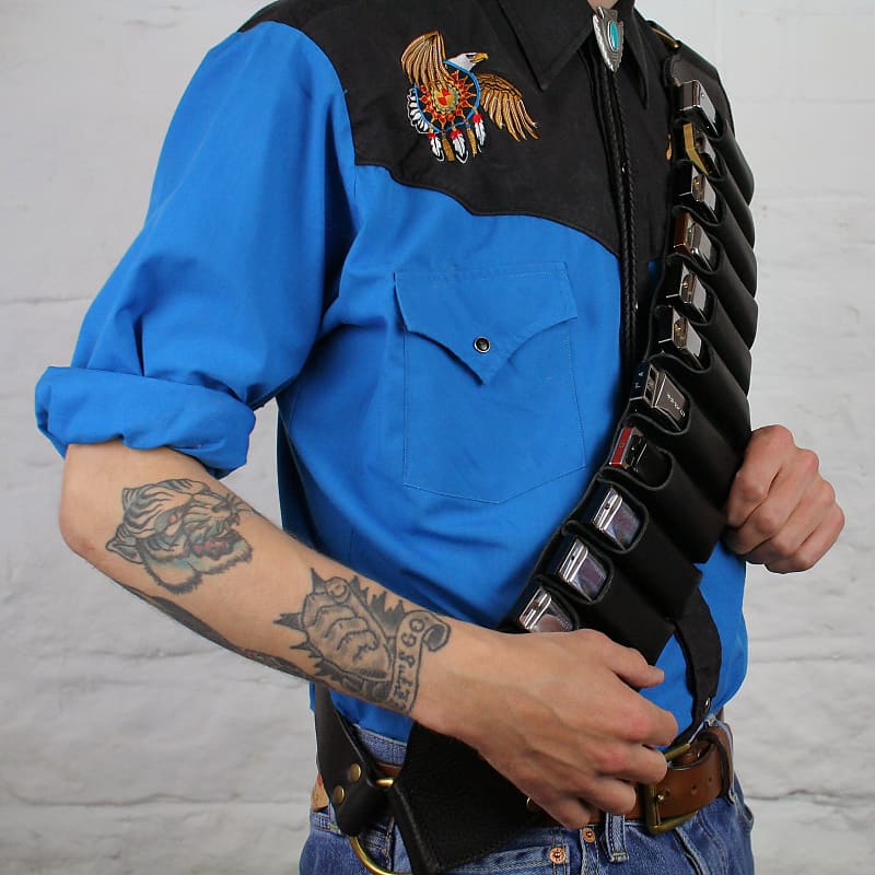 Pinegrove Leather Harmonica Bandolier 16 Slots - Black image 1