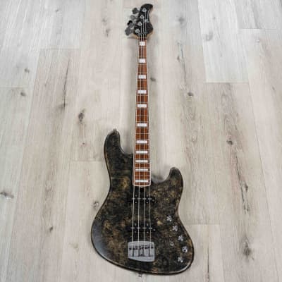 Mint Mayones Jabba Custom BB 4 Bass, Buckeye Burl Master Grade, Antique Black Satine image 3