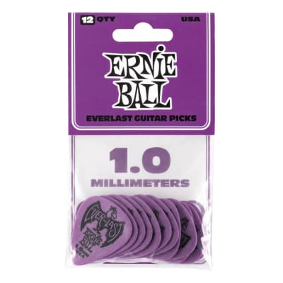 Ernie Ball 1.0mm Purple Everlast Picks 12-pack, Purple image 1