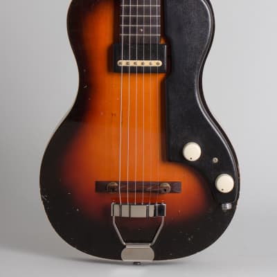 National  Model 1122 Cosmopolitan Solid Body Electric Guitar (1953), ser. #X-24048, original brown hard shell case. image 3