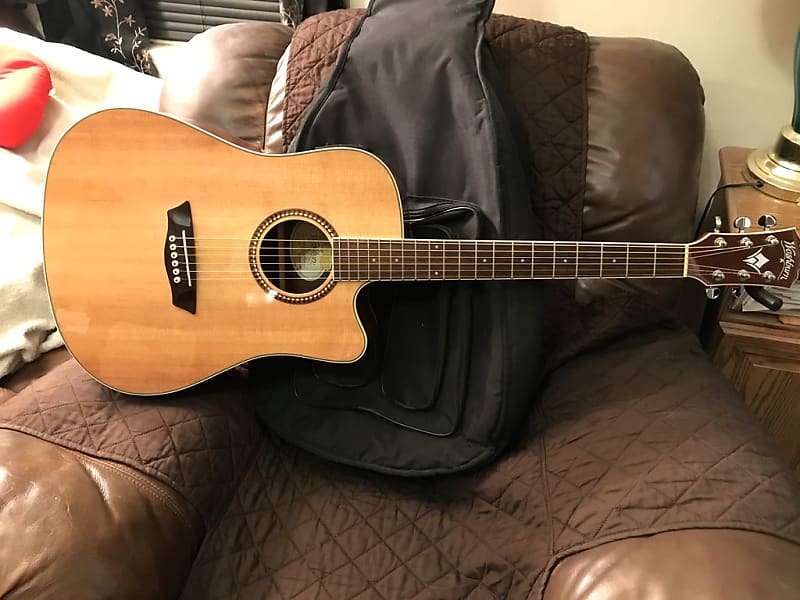 Washburn WD12-SCE Acoustic Electric Cutaway/Gloss Natural+Set | Reverb