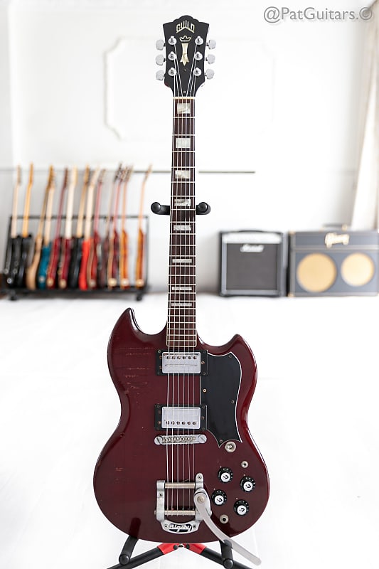 1974 Guild S-100 Bigsby in Cherry electric guitar image 1