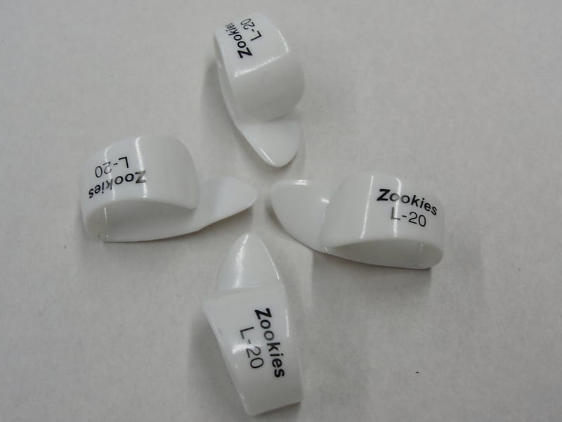 Dunlop Zookies Z9003 Tip Angled CELLULOID THUMB PICKS L20 Large 4 PICKS  White image 1