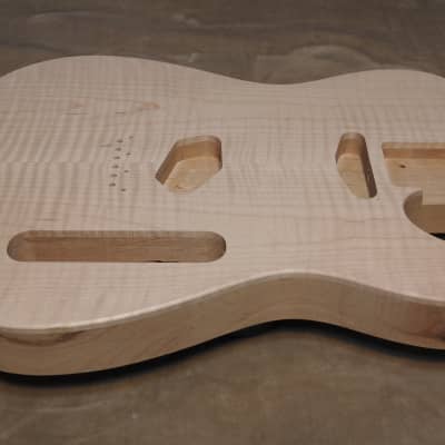 Unfinished Telecaster Body Book Matched Figured Flame Maple Top 2 Piece Alder Back Chambered, Standard Tele Pickup Routes 3lbs 14.5oz! image 11