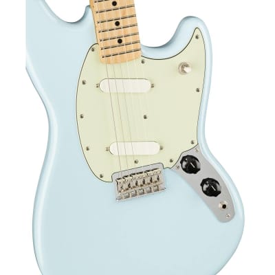 Fender Mustang Electric Guitar (Sonic Blue, Maple Fretboard) image 7