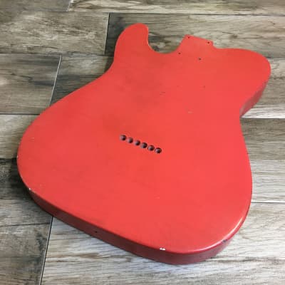 Franchin Mars guitar body FADED FIESTA RED nitro heavy relic cracks aged alder T-type image 2