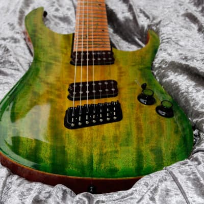 GB Liuteria  Boutique guitar Ergal 7 string fanned points and lines edition for sale