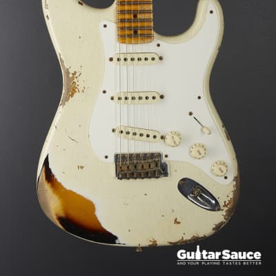 Fender Custom Shop 56 Stratocaster Heavy Relic Aged India Ivory Over 2 Tone Sunburst 2022 Used (cod.1378UG) image 2