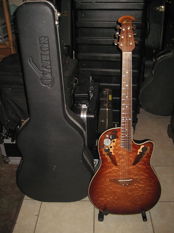 Ovation Celebrity CS 257~Quilted Autumn Burst~Amazing | Reverb