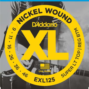 D'Addario EXL125 Nickel Wound Electric Guitar Strings, Super Light Top / Regular Bottom Gauge