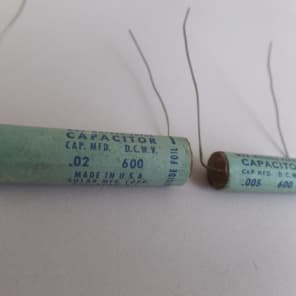 Solar SEALDTITE WAX MOLDED paper CAPACITORS .02 UF & .005 UF for VINTAGE GUITARS image 1