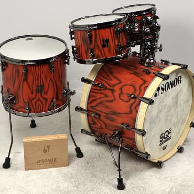 Sonor 22/10/12/15" SQ2 Medium Beech Drum Set - Fiery Red w/ Black Chrome Hardware image 4