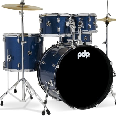 PDP Center Stage PDCE2215KTRB 5-piece Complete Drum Set with Cymbals - Royal Blue Sparkle  Bundle with Humes & Berg Galaxy Mounted Tom Bag - 8" x 12" image 3