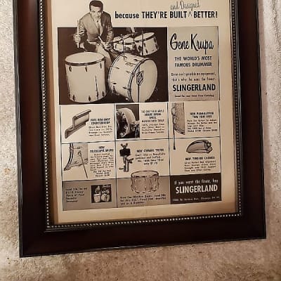 1962 Slingerland Drums Promotional Ad Framed Gene Krupa