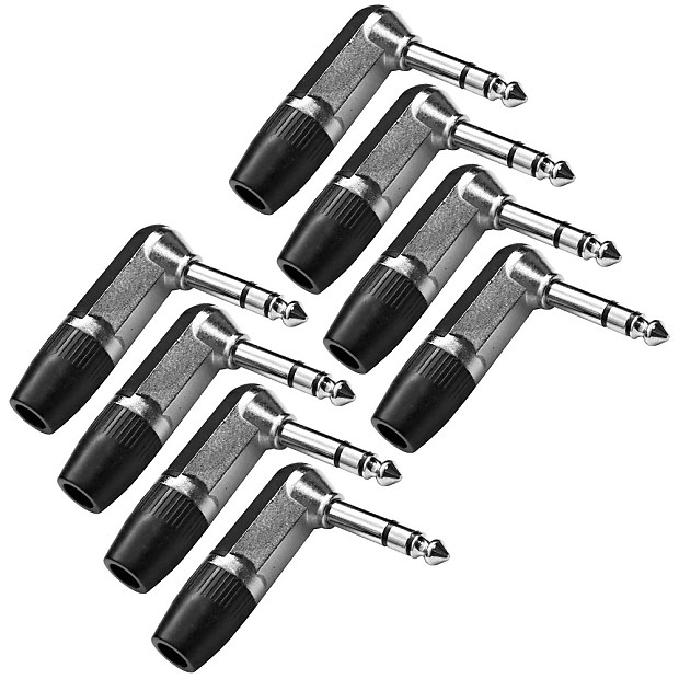 Seismic Audio SAPT6-8PACK Right Angle 1/4" TRS Male to Female Stereo Connectors w/ Rubber Grommet (8-Pack) image 1