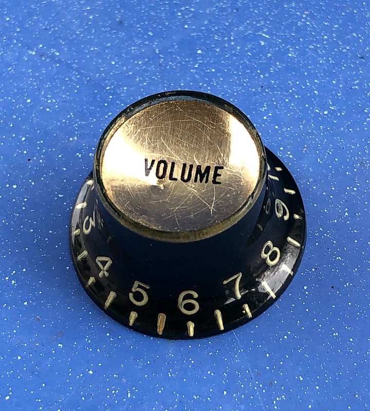 Vintage Gibson Black/Gold Reflector Top Hat Bell Volume Knob Reverb