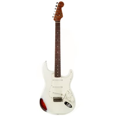 Used Guthrie Custom Strat-Style Electric Guitar White Over Sunburst imagen 4