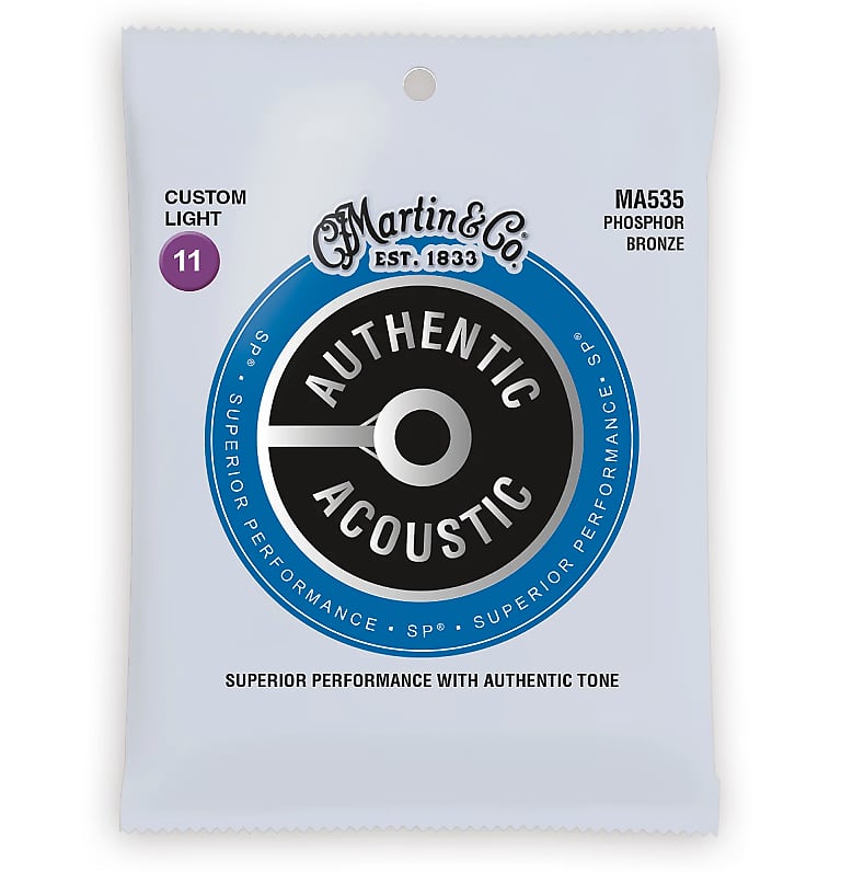 Martin MA535 Authentic Acoustic SP Custom Light 92/8 Acoustic Guitar Strings image 1