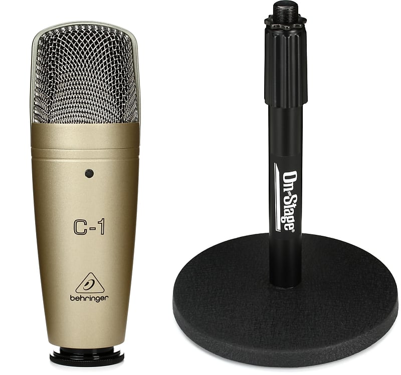 Behringer C-1 Large-diaphragm Condenser Microphone  Bundle with On-Stage Stands DS7200B Adjustable Desktop Microphone Stand image 1