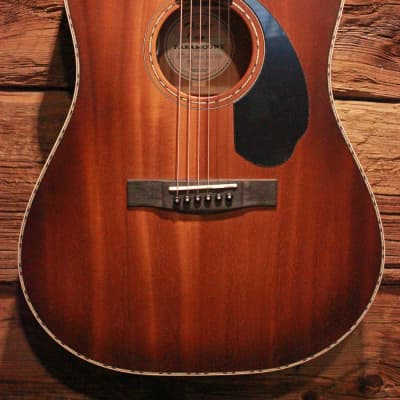 Fender Paramount PO-220E All Mahogany Orchestra Acoustic-electric Guitar, Aged Cognac Burst w/ Case image 3