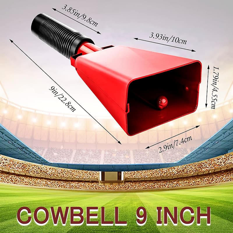 Cow Bell With Handle, 2 Pack Cowbells For Sporting Events, 10 Inch Cowbells  Noise Makers Cheering Bell For Football Games, Stadiums, Halloween Gifts,  Red