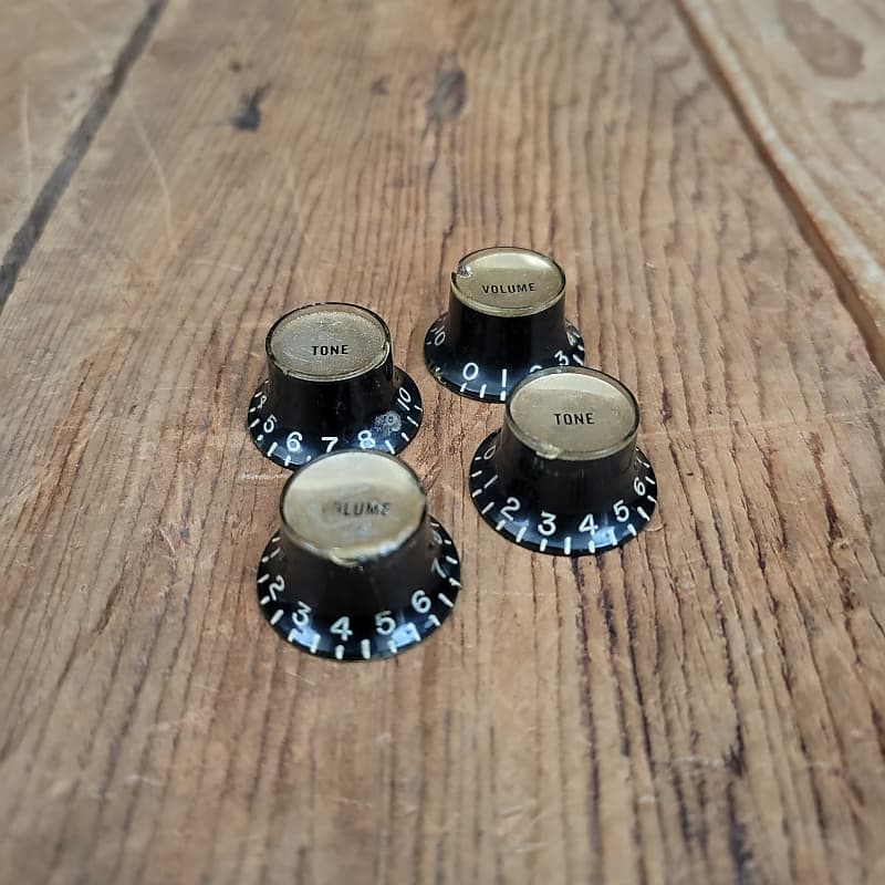 Gibson Reflector Knobs Black With Gold Inserts Es Les Paul Sg Reverb