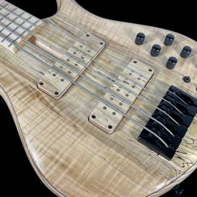 2022 F Bass BN5 Deluxe 5-String Bass with Spalted Maple Top Swamp Ash Body & Active EQ  ~Natural image 6