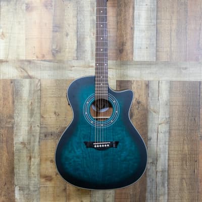 Dean Exotica Quilt Ash A/E Guitar Blue Satin for sale