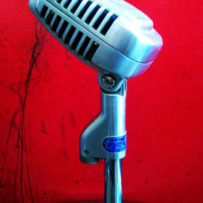Vintage 1940's Shure 737A crystal super cardioid microphone / retro mod dynamic Satin Chrome w period cable 55 55S 708A # 2 image 6