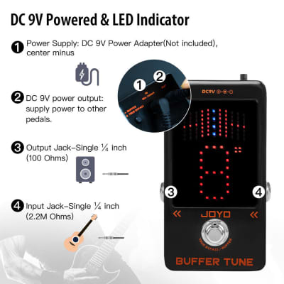 JOYO JF-19 Buffer Tune Pedal Accurate Tuner LED Screen Electric Bass, Guitar etc image 6