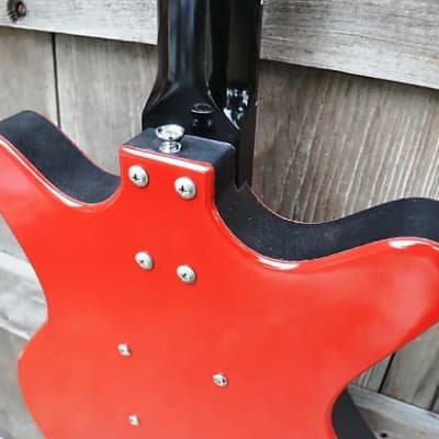 Jerry Jones Neptune Shorthorn 6 string-1991 Red w/OHSC- Super RARE Exc Shape-Wow! L@@@@K Neptune Short Horn 1991 - Red image 6