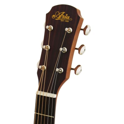 Aria 101 Vintage 100 Series Orchestra Model Acoustic Guitar, Matte Tobacco Burst image 4