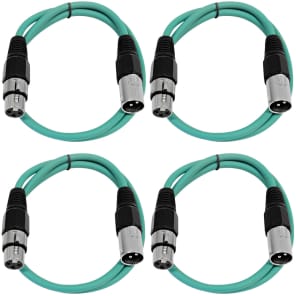 Seismic Audio SAXLX-2-4GREEN XLR Male to XLR Female Patch Cables - 2' (4-Pack)